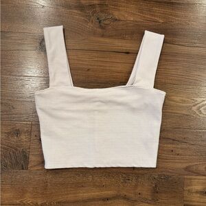 Free People Intimately White Ribbed Square Neck Crop Top